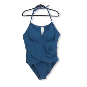 Kona Sol NWT One Piece Bathing Suit Halter Blue